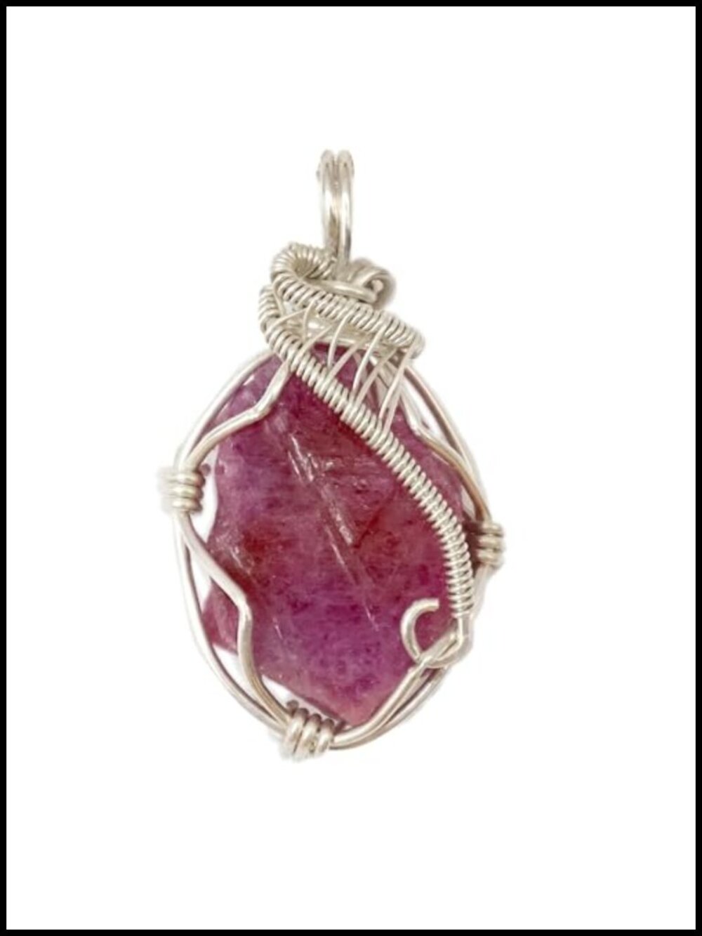Raw Ruby Pendant Necklace Sterling Silver Handmade Statement Jewelry Gift